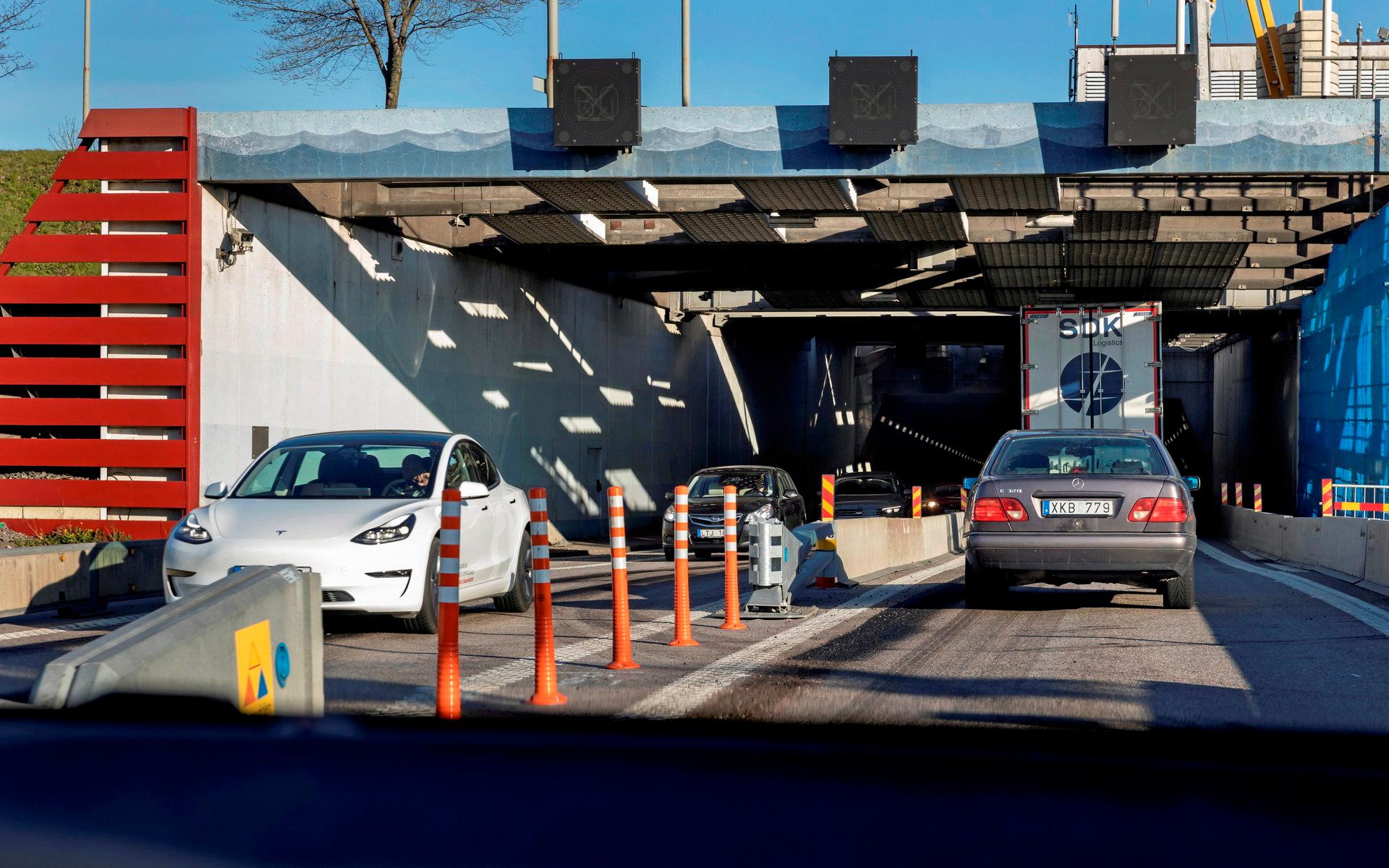 Trafikomläggning i Tingstadstunneln, nerfarten mot Hisingen 